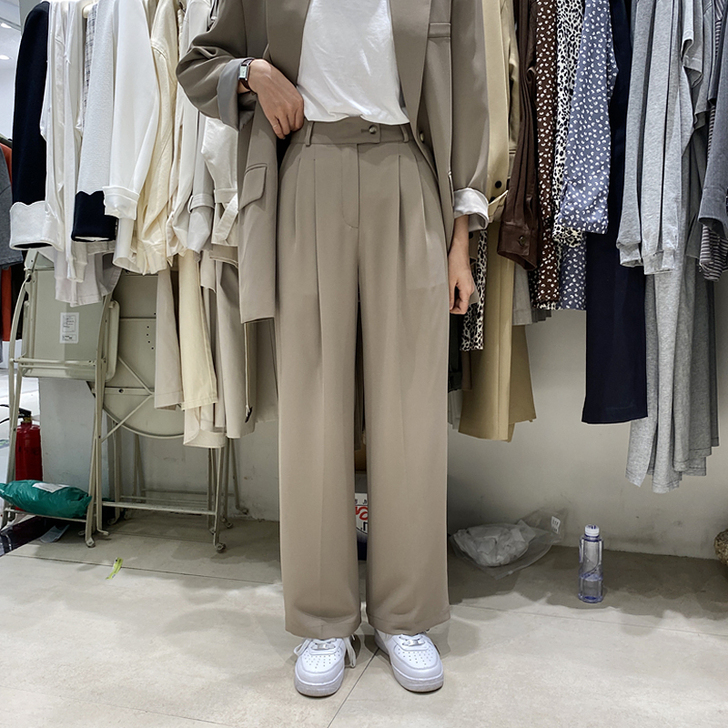 韩国东大门春装新款2021年高腰显瘦垂感西...