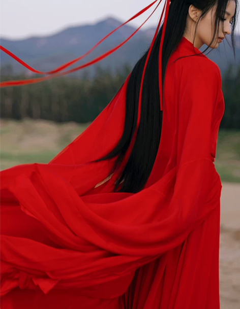 魏晋汉服 汉服魏晋红色风武侠古装女中国风帅...