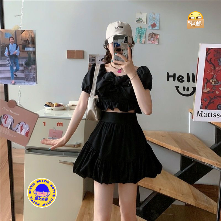 设计感泡泡花苞云朵蓬蓬半身裙女夏2021裙...