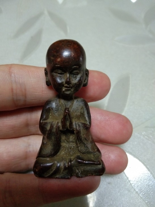 乡下收来的小和尚铜佛实心纯铜小摆件老铜佛