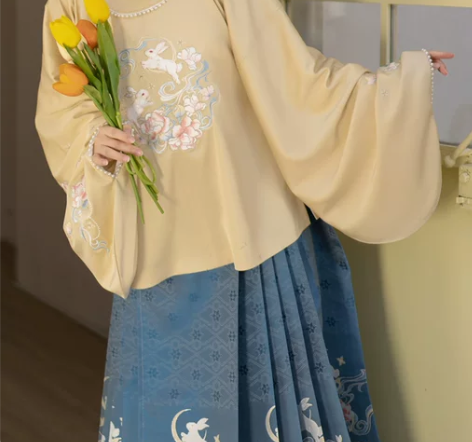 云藏月绣 拾月 原创圆领短袄明制伴娘服月兔...