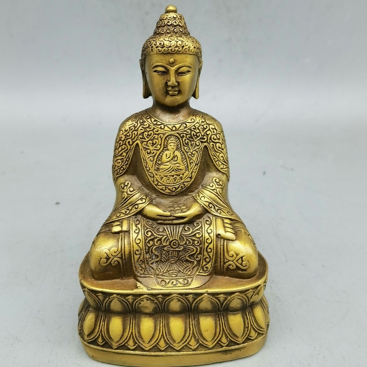 黄铜小佛 纯铜制品 铜摆件 铜佛像 打坐莲...