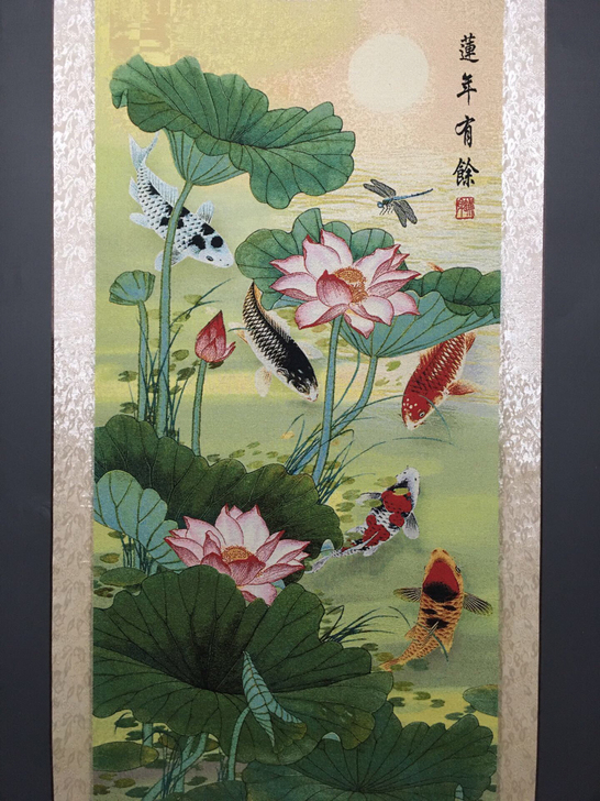 编号：GH001 批发中堂刺绣画 荷花鱼 ...