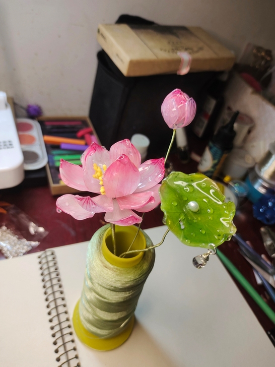 热缩荷花摆件无花瓶标价出