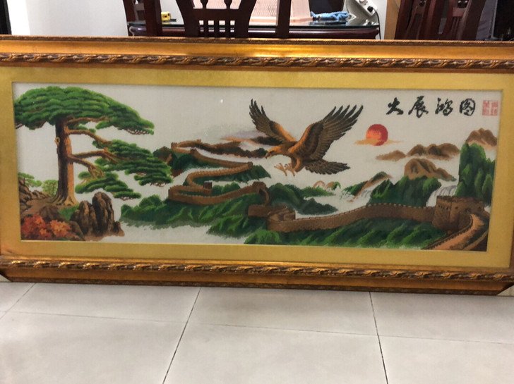 生意门面刺绣画，纯手工精细制作