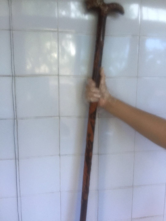 闲置成色看图。实木雕刻龙拐杖 外观造型:动...