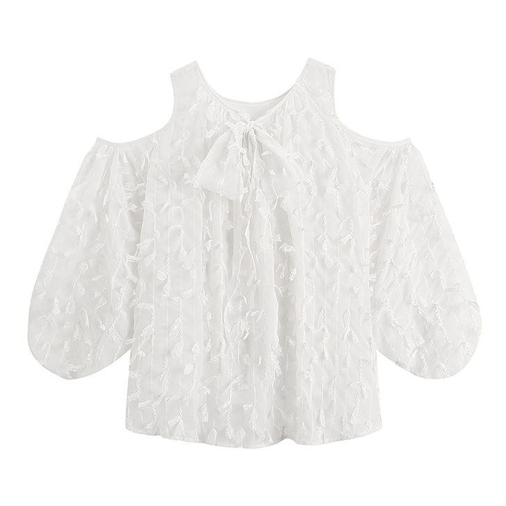 张大奕  露肩雪纺灯笼袖上衣女 夏新款蝴蝶...