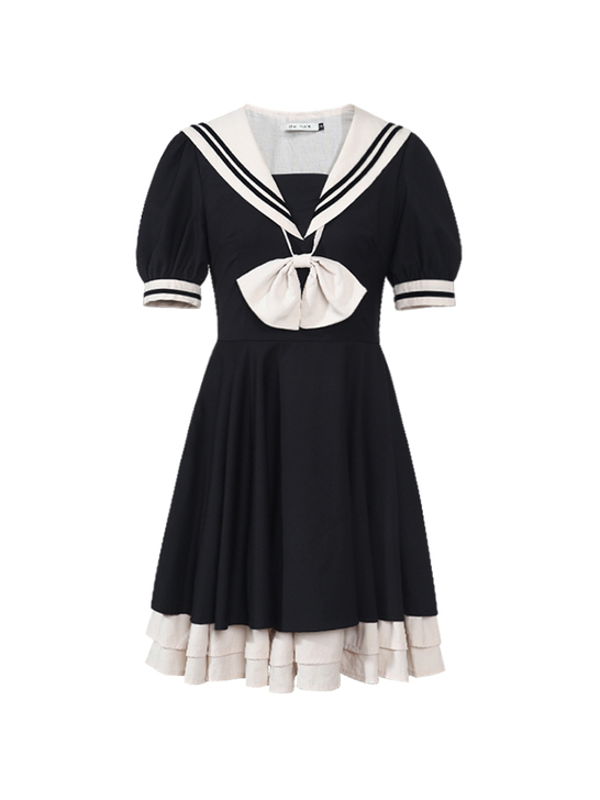 少女的心事︱洛丽塔海军风短款水手复古仙女连...