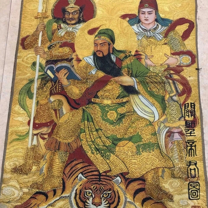 唐卡画 关老爷神像 关圣帝君图 装饰画宗教...