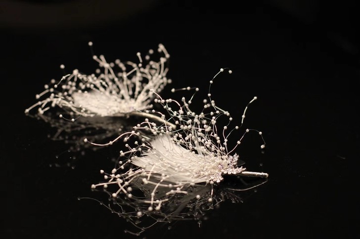 网红新娘，韩国丝小陶珠手工花！全新一对68