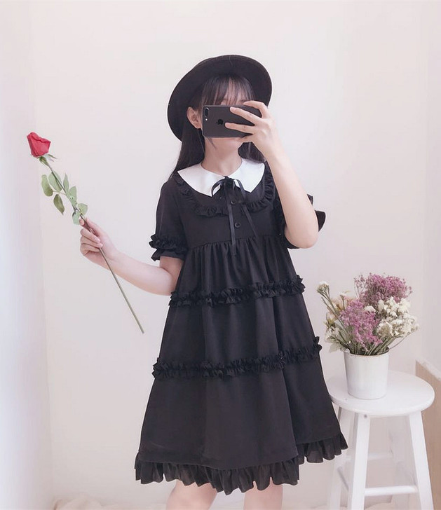 大大自制原创设计可拆卸领高腰哥特风暗黑飞边...