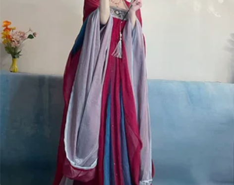 汉尚华莲沁春改良汉服比甲中长款原创正品刺绣...