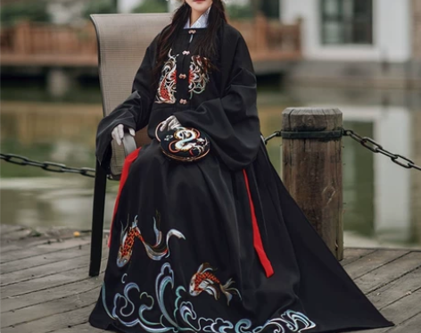 如梦霓裳汉服女明制补服夹衣年年有鱼绣花方领...