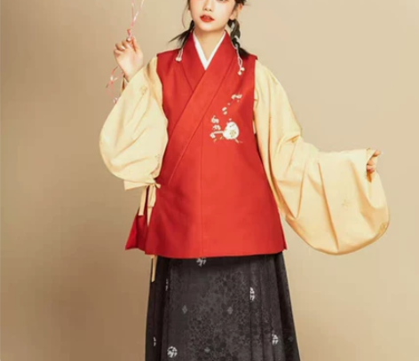 【肥啾】花朝记汉服原创交领比甲交领短袄长短...