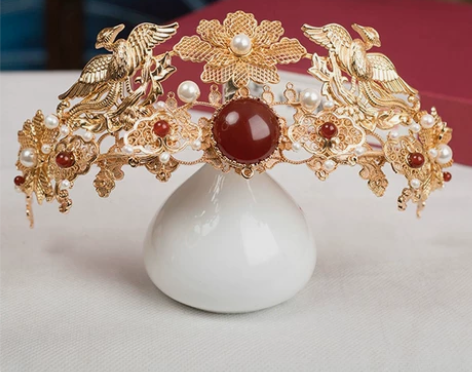 汉服发冠发簪手工古风发饰头饰后压步摇宫廷配...