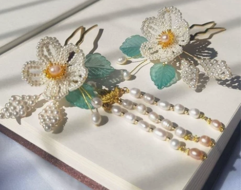 【奈雪流珠】五瓣辑珠琉璃流苏钗 标价出！ ...