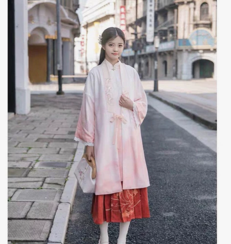 汉尚华莲鹿韵记原创改良汉服女装心月狐立领斜...