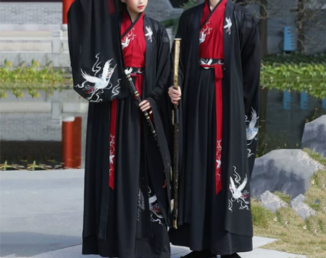 汉服魏晋汉服男帅气学生武侠古装黑红锦衣卫大...