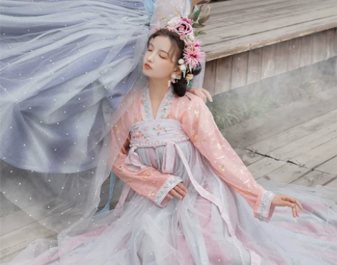 现货【月魄2.0】纨素原创绣花烫银钉珠渐变...