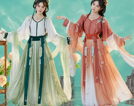 醉墨倾衣清思原创汉服坦领半臂汉服三件套中国...