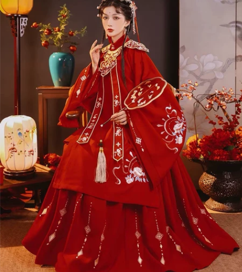 茗月萱原创汉服【婚期】明制立领长衫日常云肩...