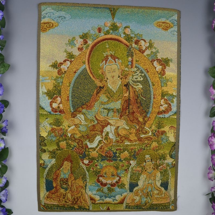 织锦布画丝绸刺绣画唐卡唐喀机绣尼泊尔莲花生...