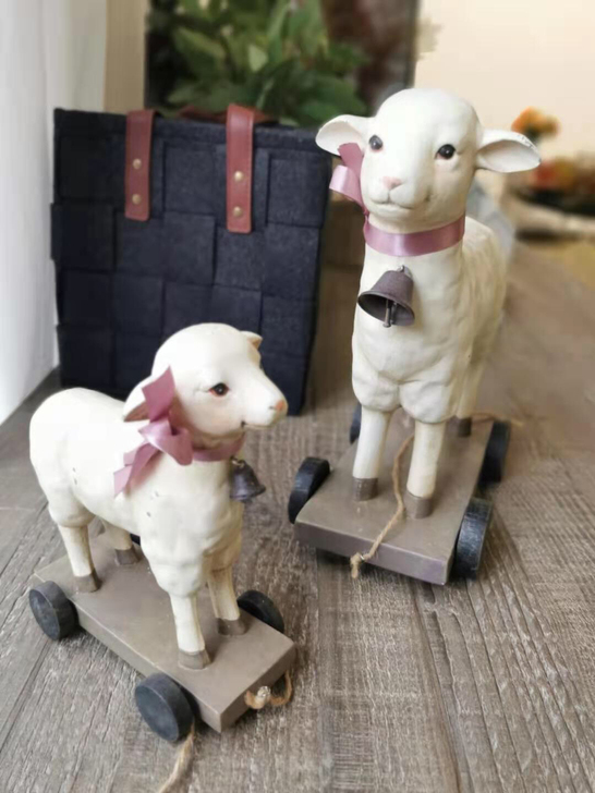 滚轮铃铛羊摆件，客厅儿童房女孩房摆件，小孩...
