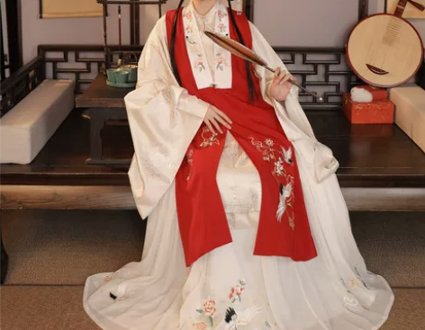 裳云兮汉服 原创女锦鹤眀制立领长衫暗花交领...