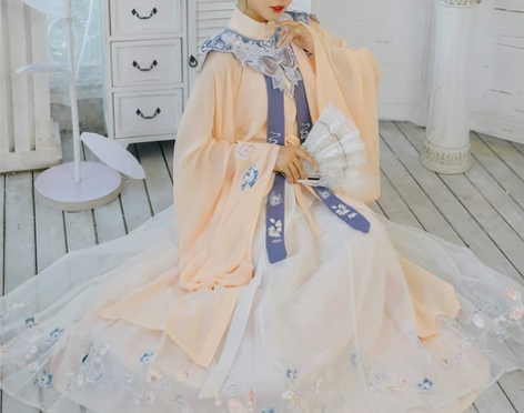 裳云兮汉服 原创玉蝴蝶明制立领长衫百迭裙日...