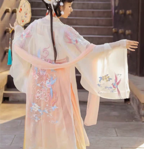 裳云兮【肥啾】原创汉服女重工刺绣大袖衫 米...