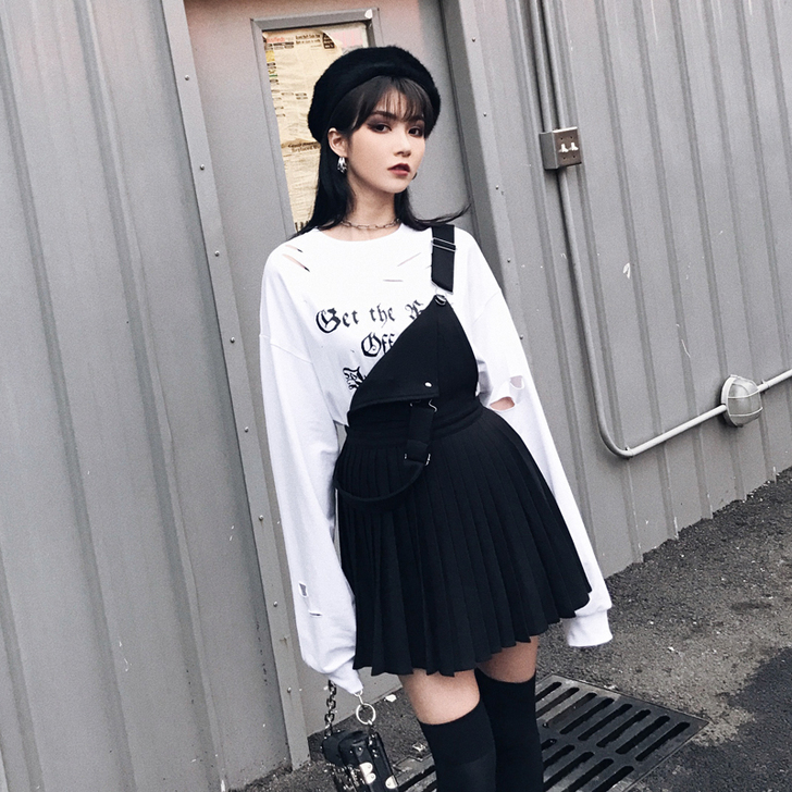 ◤VOCK◢ 原创设计 暗黑少女学院风背带...
