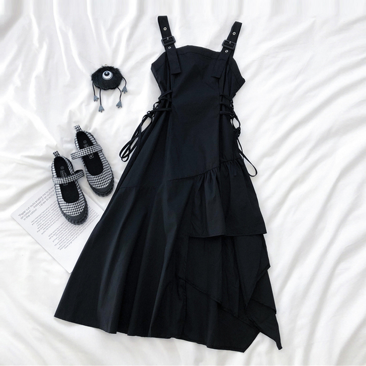 暗黑系连衣裙 无下水 有吊牌