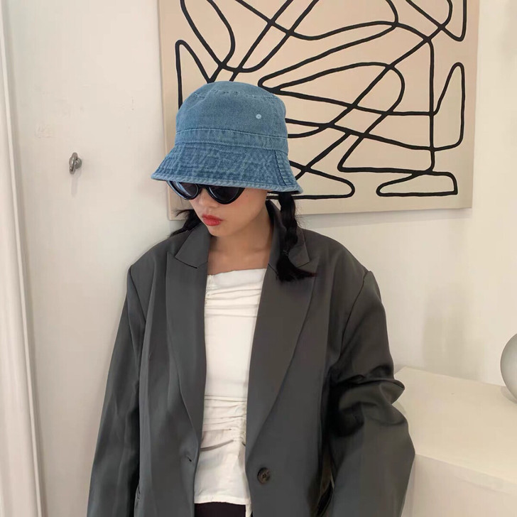 日系牛仔渔夫帽 做旧百搭