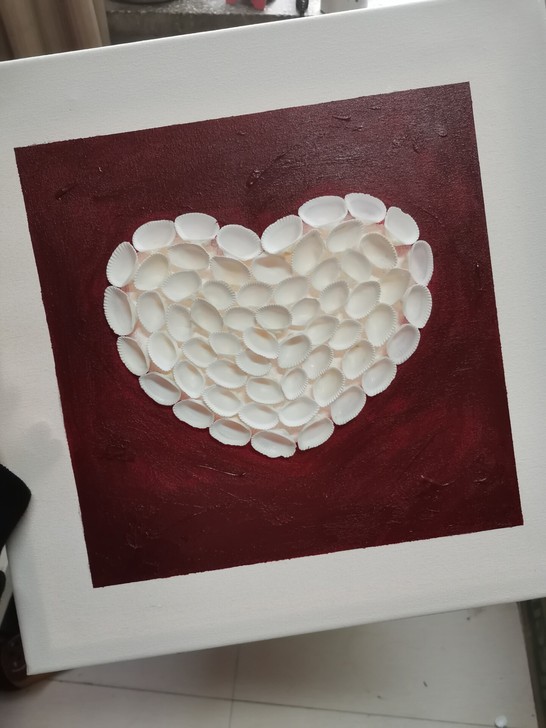 装饰画  手工肌理贝壳画30*30库尔勒可...