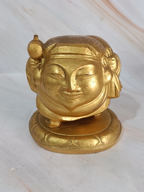 日本回流铜器，摆件，大黑天，鎏金工艺，品相...