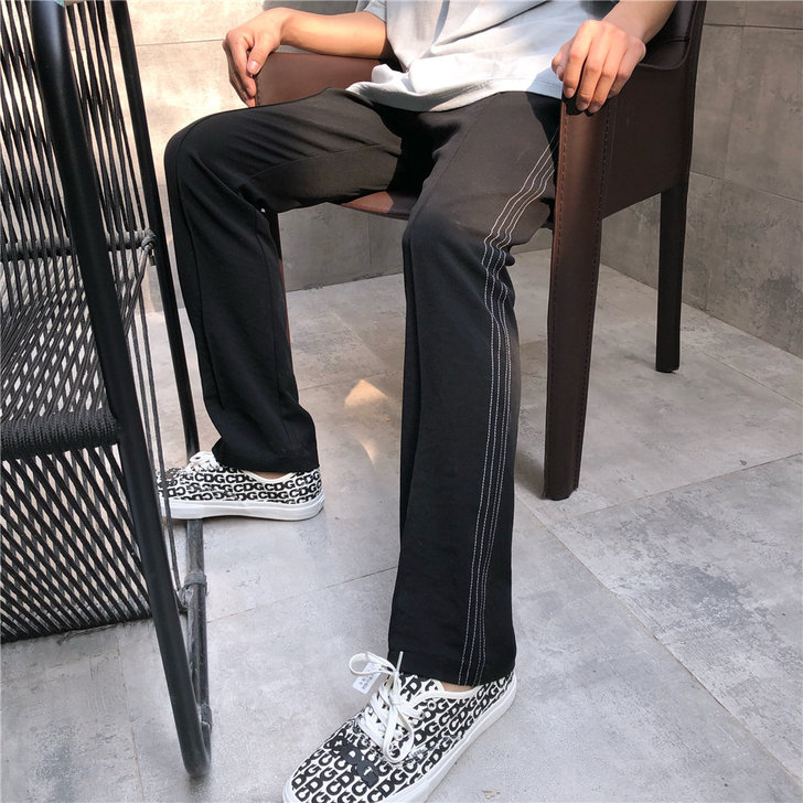 【超显腿瘦长！】侧条纹垂感休闲 高街简约虚...