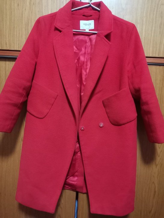 Cadlandai卡帝蓝黛红色呢子大衣中长款