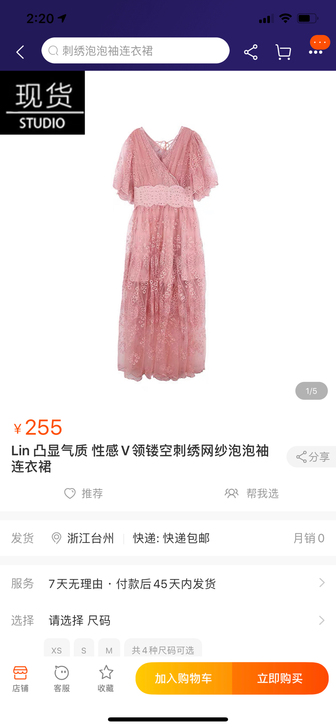 Lin 凸显气质 性感V领镂空刺绣网纱泡泡...
