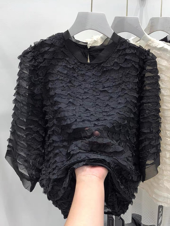 全新包邮，花边雪纺衫女短袖2021年夏季新...