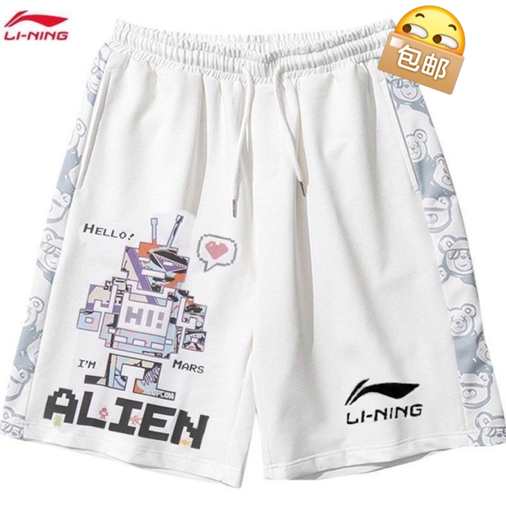 21新款夏季机器人拼接短裤男潮牌宽松休闲百...