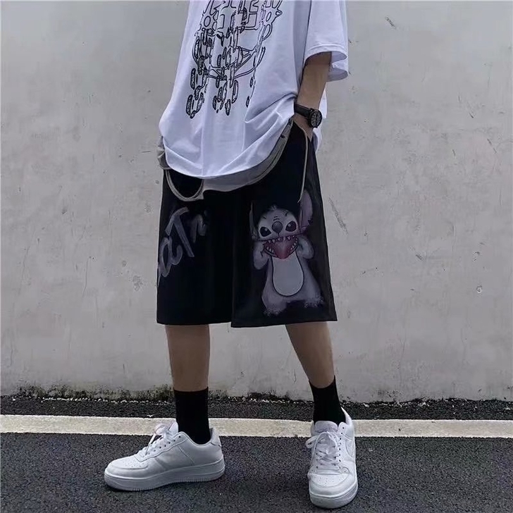 短裤男宽松潮牌嘻哈休闲裤韩版个性潮流五分裤...