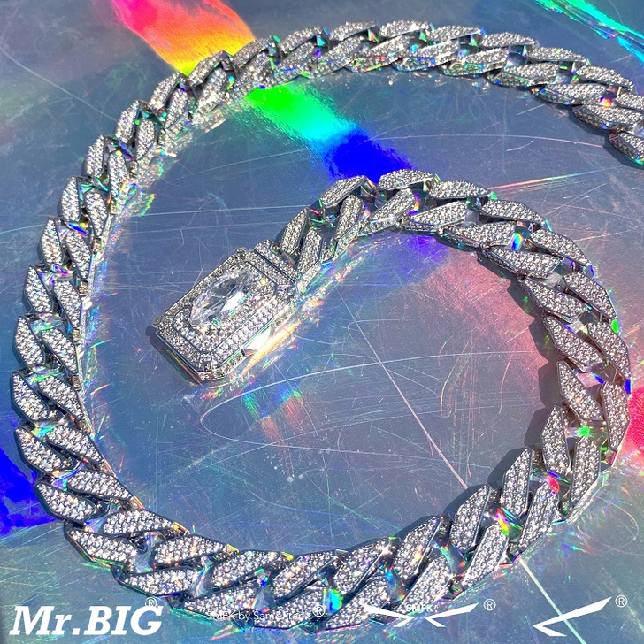 吴亦凡同款嘻哈钻石古巴项链银河项链满钻镶嵌...