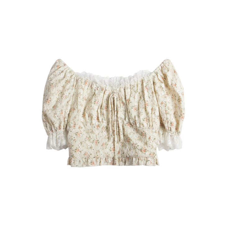 范智乔  一字肩连衣裙女夏法式复古小众泡泡...