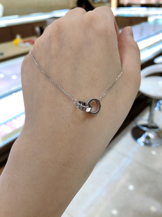 18k金 钻石项链 白金色玫瑰金色