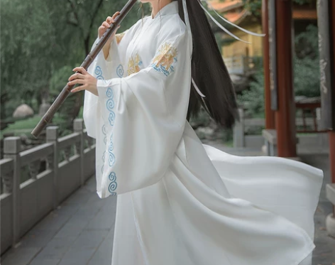 九曲阑珊原创墨麒麟宋制圆领袍绣花汉服男女同...