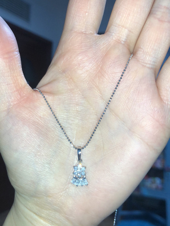 转锆石花朵裙项链，全新，实物非常闪，银色项...