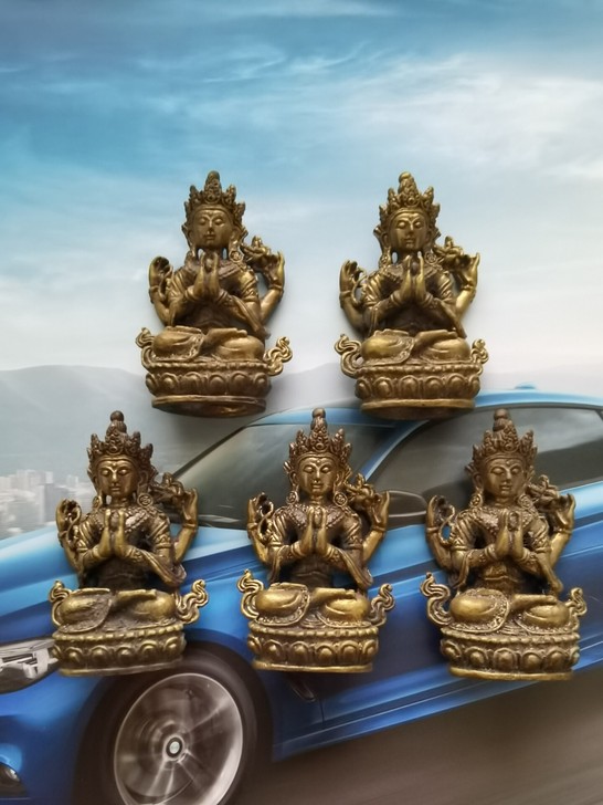 尼泊尔带回铜佛像四臂观音菩萨五尊
