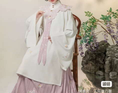 九曲阑珊原创汉服女芷蝶明制立领长袄刺绣云肩...