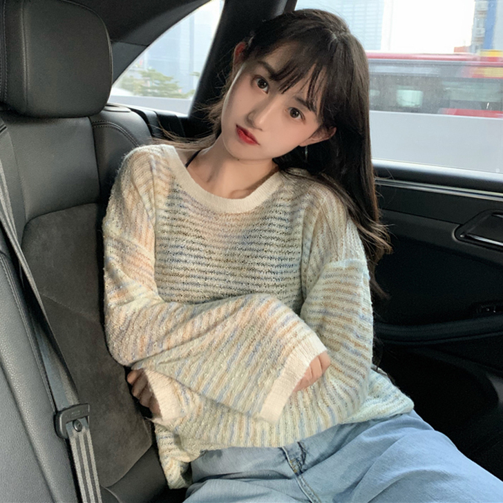 春季新款2020校园风针织衫女宽松慵懒风长...