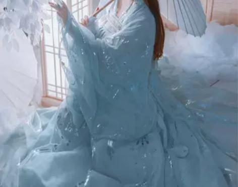 艺缕仙鹤汉服女正品原创设计襦裙广袖蓝色 感...